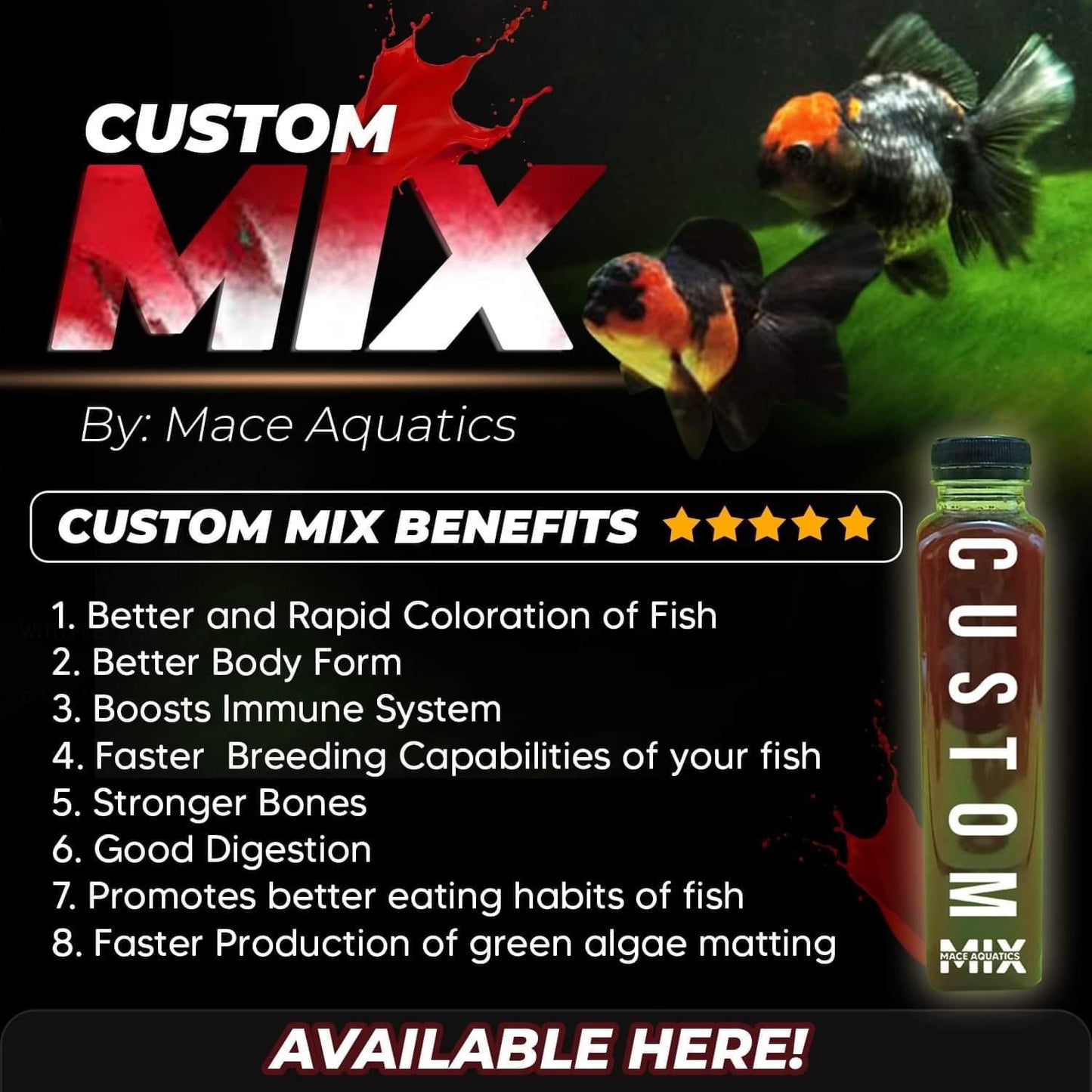 Custom Mix Vitamins and Mineral Supplement for Ornamental Fish and Pets 250ml