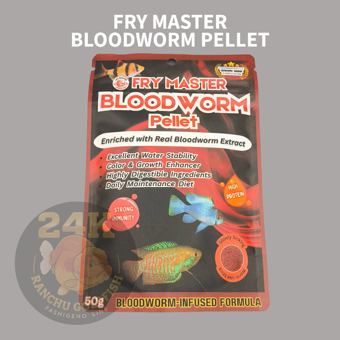 FRY MASTER Bloodworm Pellet 50g High Protein Fish Food for Tropical & Carnivorous Fish Slow Sinking Pellet