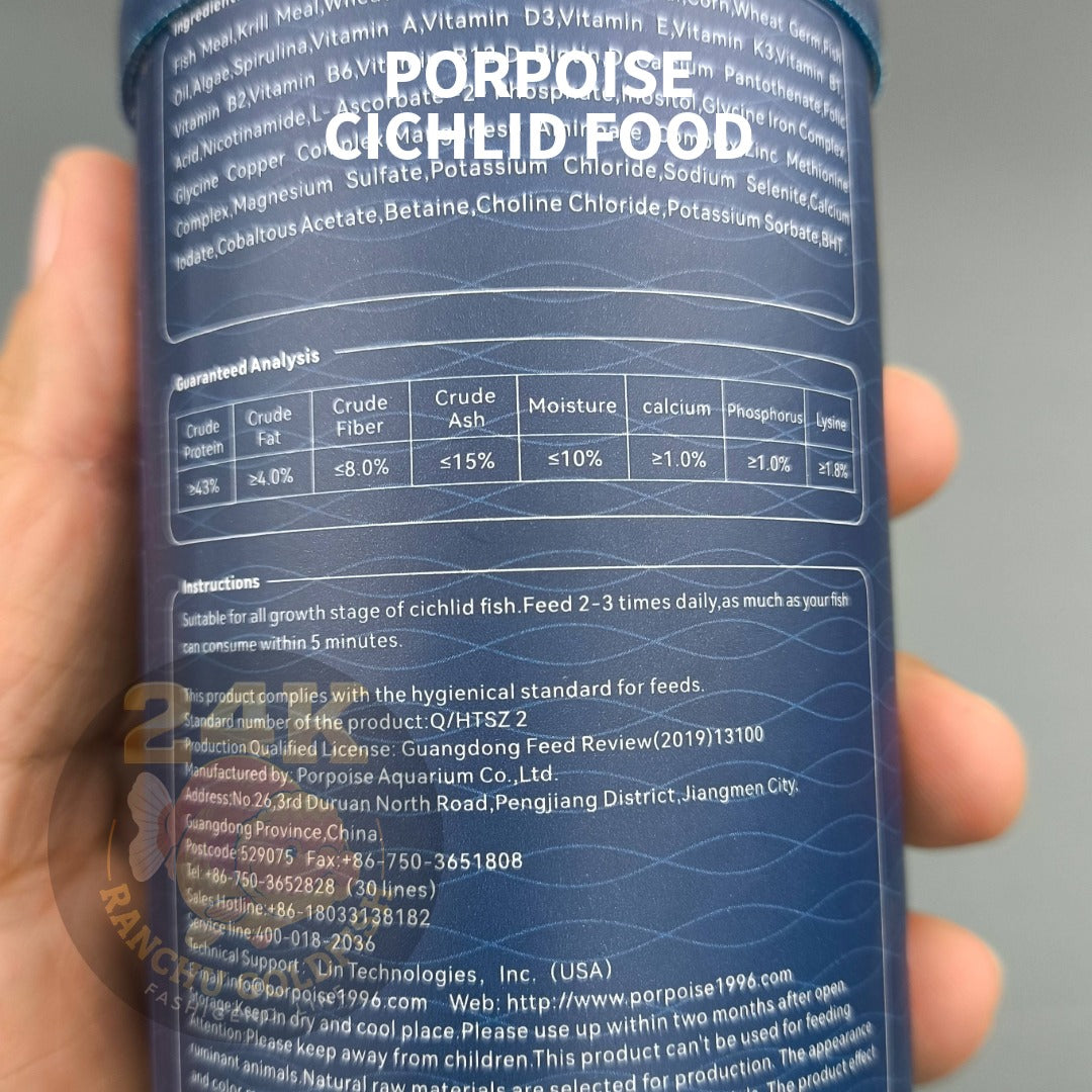 PORPOISE Cichlid Food Pellets High Protein Aquarium Fish Food for African & American Cichlids