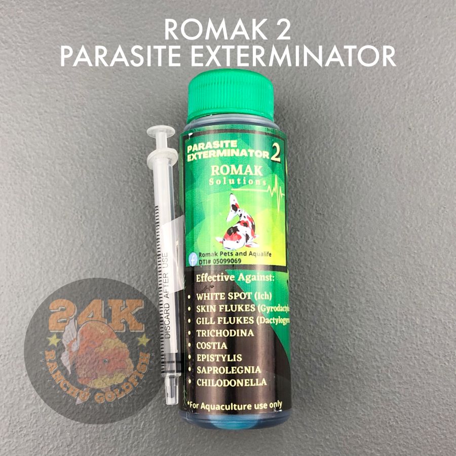 Romak 2 Parasite Exterminator White Spot/Ich/Scale Flukes/Gill Flukes Treatment for Pet Fish and Aquaculture 100ml