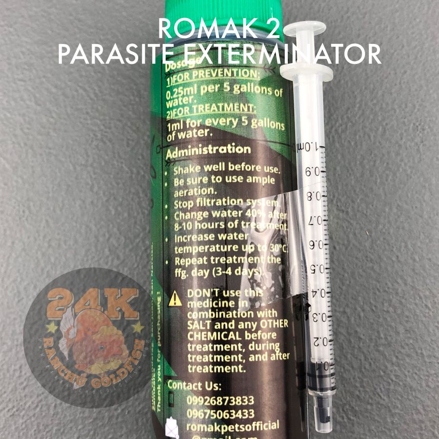 Romak 2 Parasite Exterminator White Spot/Ich/Scale Flukes/Gill Flukes Treatment for Pet Fish and Aquaculture 100ml