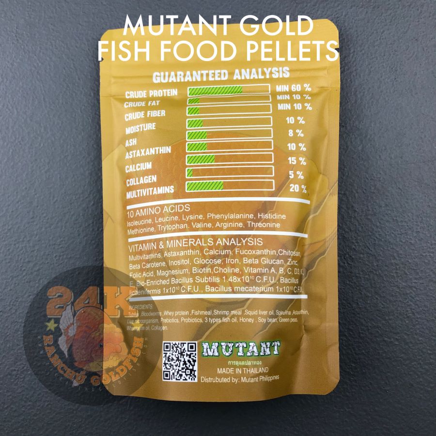 Mutant Gold Ornamental Goldfish Pro Pellet Sinking Intense Grooming and Mass Gain Thailand 100g