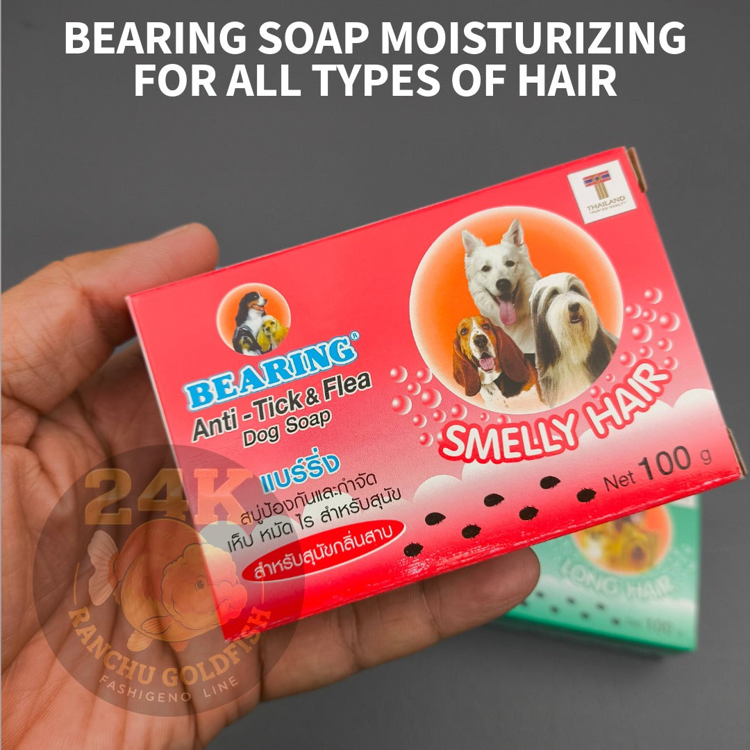 BEARING Dog Soap 100g Anti Tick & Flea, Moisturizing Pet Soap for Puppies, Long Hair & All Breeds