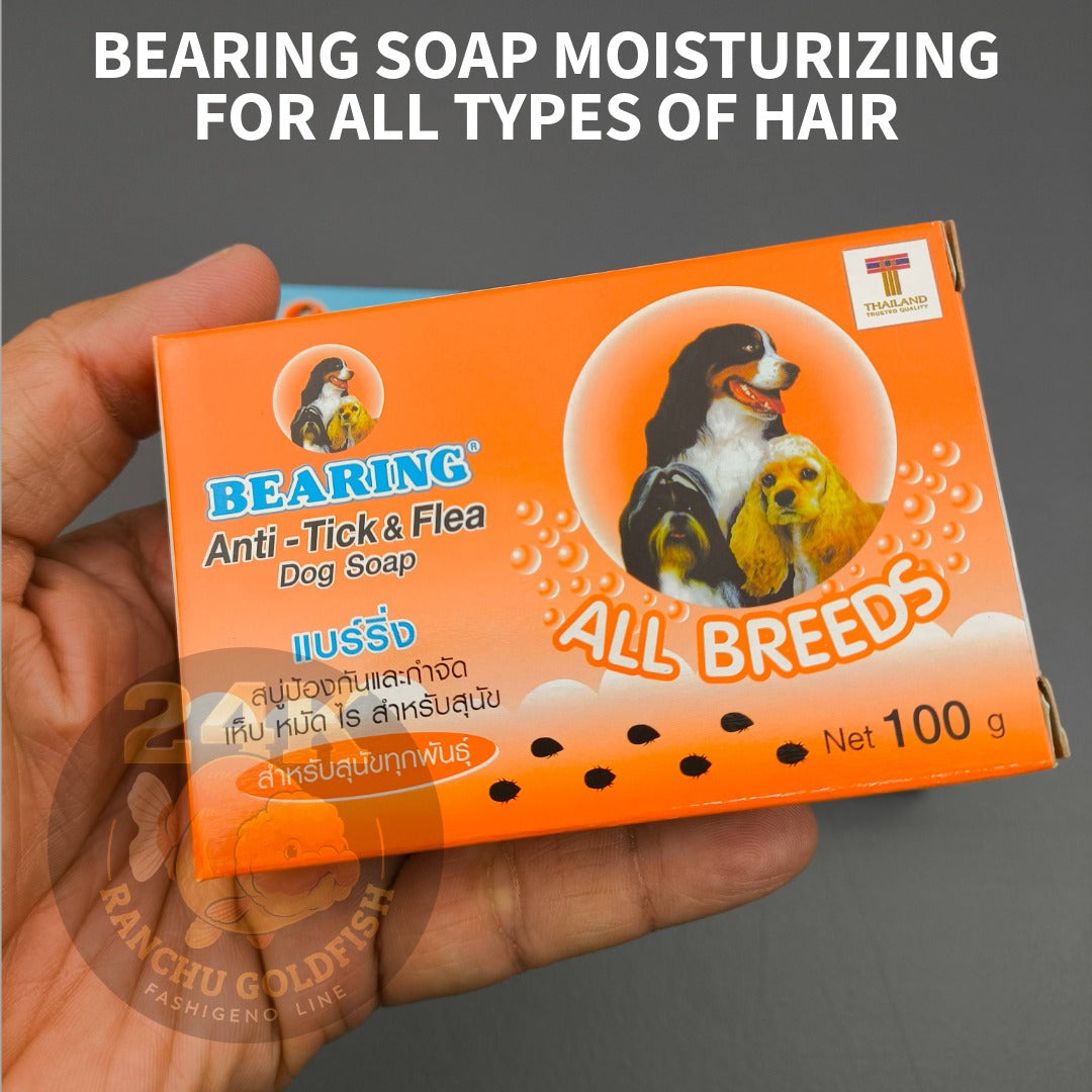 BEARING Dog Soap 100g Anti Tick & Flea, Moisturizing Pet Soap for Puppies, Long Hair & All Breeds