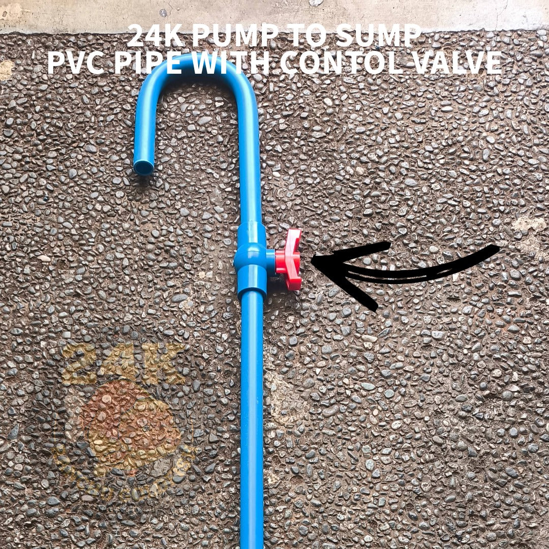 24K Aquarium Pump to Sump PVC Return Line Adjustable Flow Piping with Control Valve