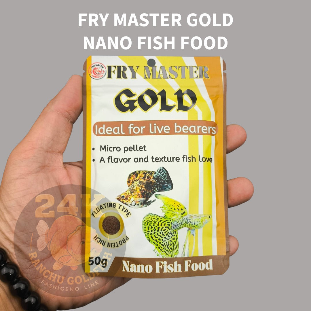 FRY MASTER Gold Nano Fish Food 50g Micro Pellet Floating Feed for Guppy, Molly, Platy & Livebearers