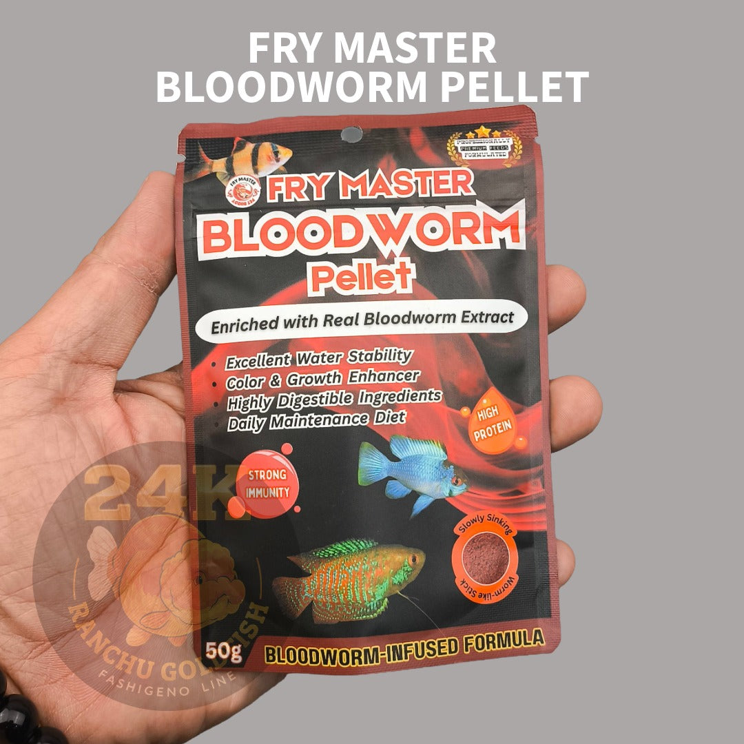 FRY MASTER Bloodworm Pellet 50g High Protein Fish Food for Tropical & Carnivorous Fish Slow Sinking Pellet