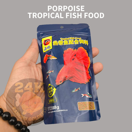 PORPOISE Tropical Fish Food 88g Micro Pellet Feed for Guppy, Tetra, Betta & Community Fish High Protein Aquarium Food