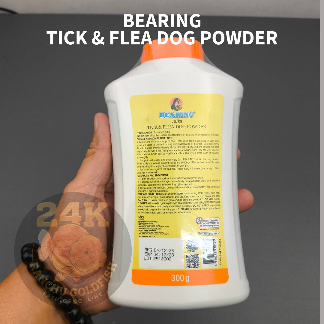 BEARING Tick & Flea Dog Powder Anti-Parasite Powder (Carbaryl) Kills Ticks, Fleas & Mites Dog Grooming Treatment