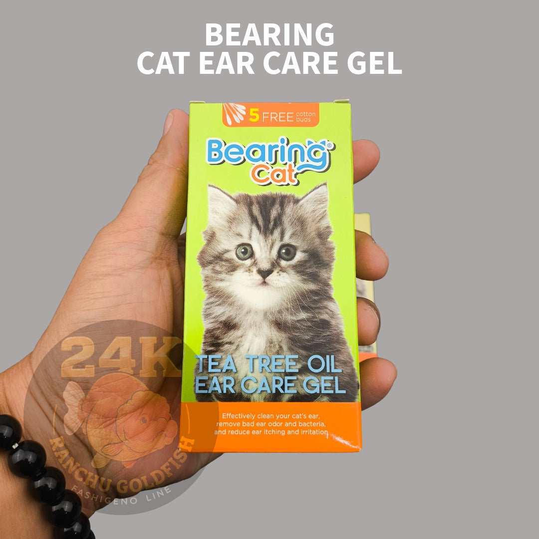 BEARING Cat Ear Care Gel Tea Tree Oil Ear Cleaner Removes Wax, Odor & Germs Anti-Itch & Ear Infection Prevention with Free Cotton Buds