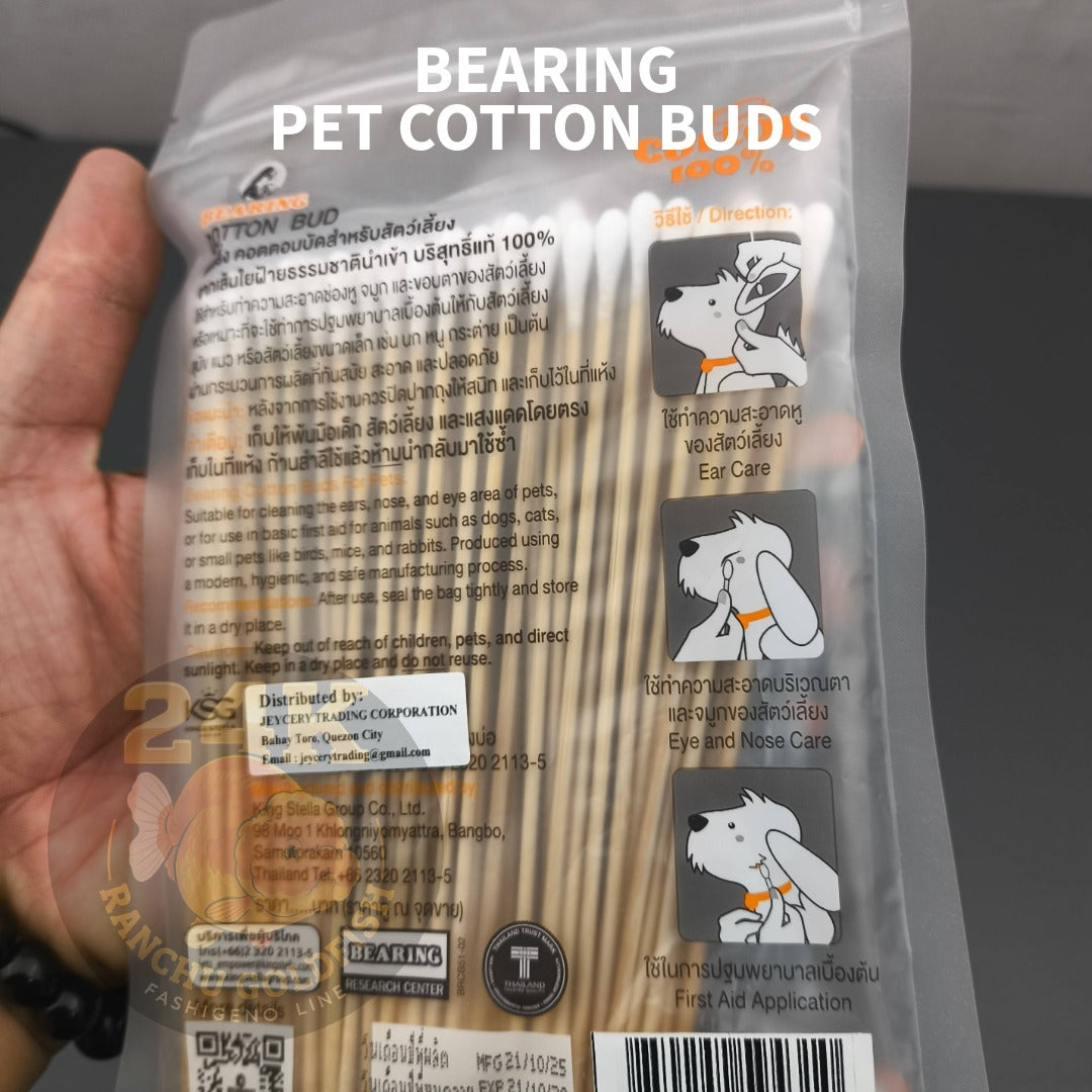 BEARING Pet Cotton Buds 100 PCS Dog & Cat Ear Cleaning Swabs Pet Grooming Cotton Tips