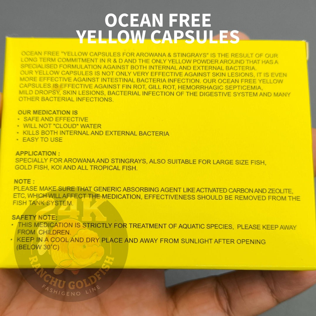 Ocean Free Yellow Capsules Aquarium Use 10pcs Water Care Support for Arowana Stingray Fish