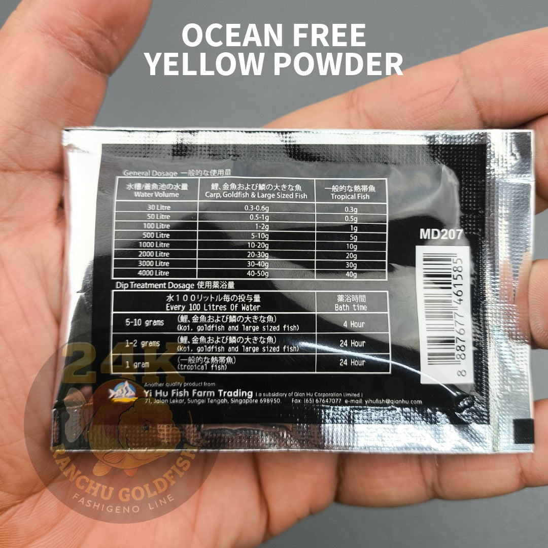 Ocean Free Yellow Powder 5g Sachet Aquarium Water Care Support for Koi Goldfish Arowana Use