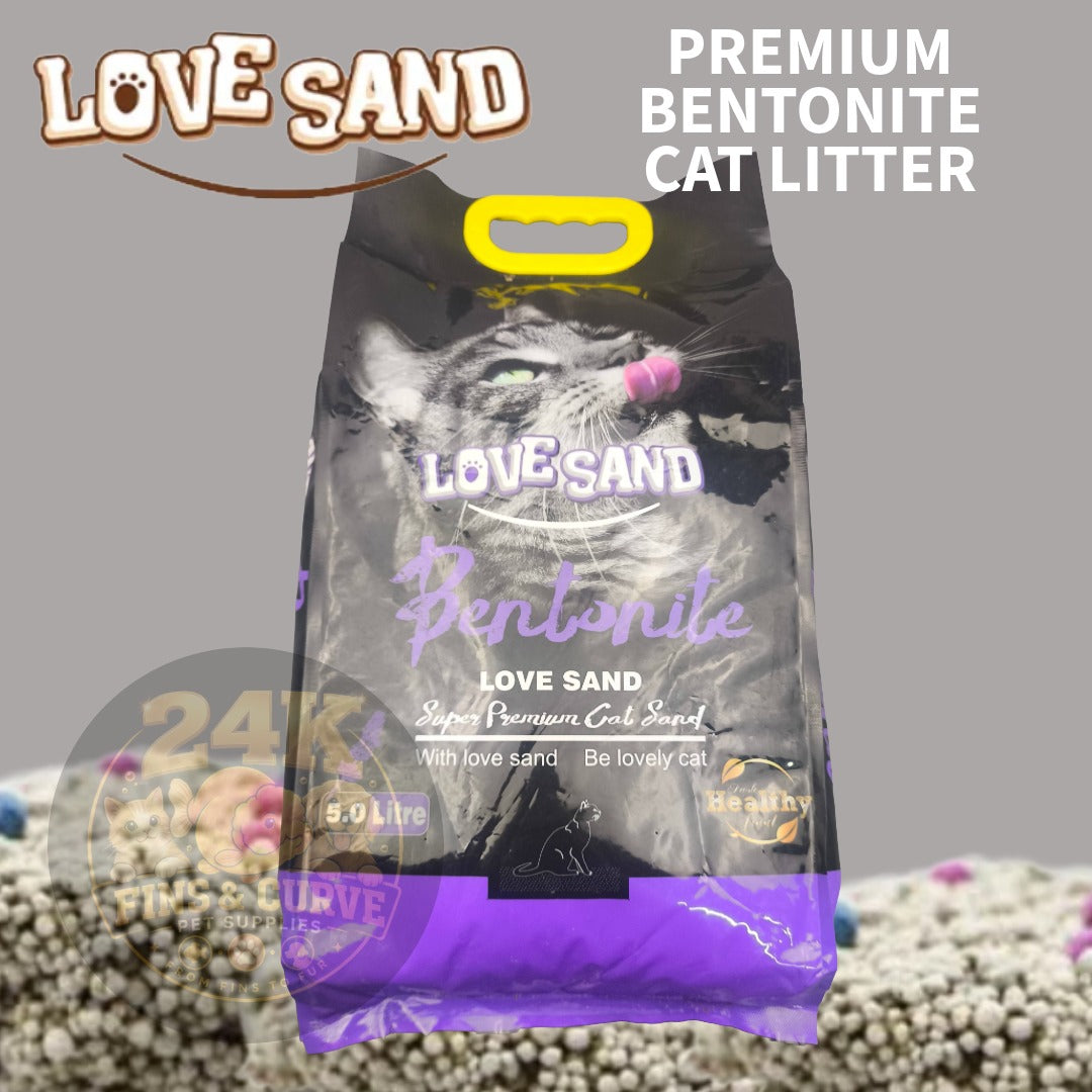LOVE SAND Premium Bentonite Cat Litter with Bag Handle Fast Clumping Low Dust Odor Control Cat Sand