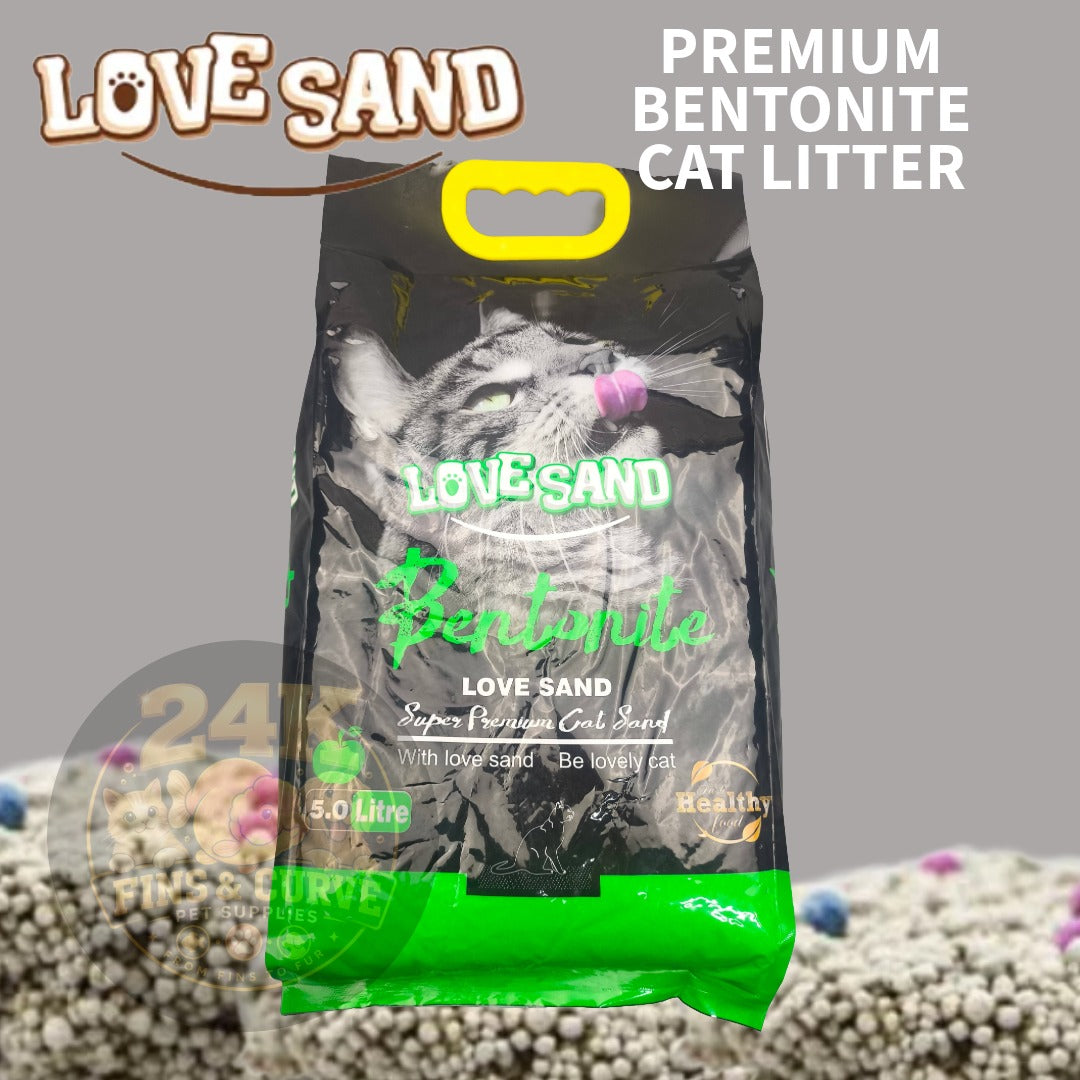 LOVE SAND Premium Bentonite Cat Litter with Bag Handle Fast Clumping Low Dust Odor Control Cat Sand