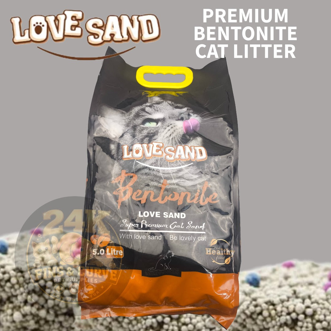 LOVE SAND Premium Bentonite Cat Litter with Bag Handle Fast Clumping Low Dust Odor Control Cat Sand