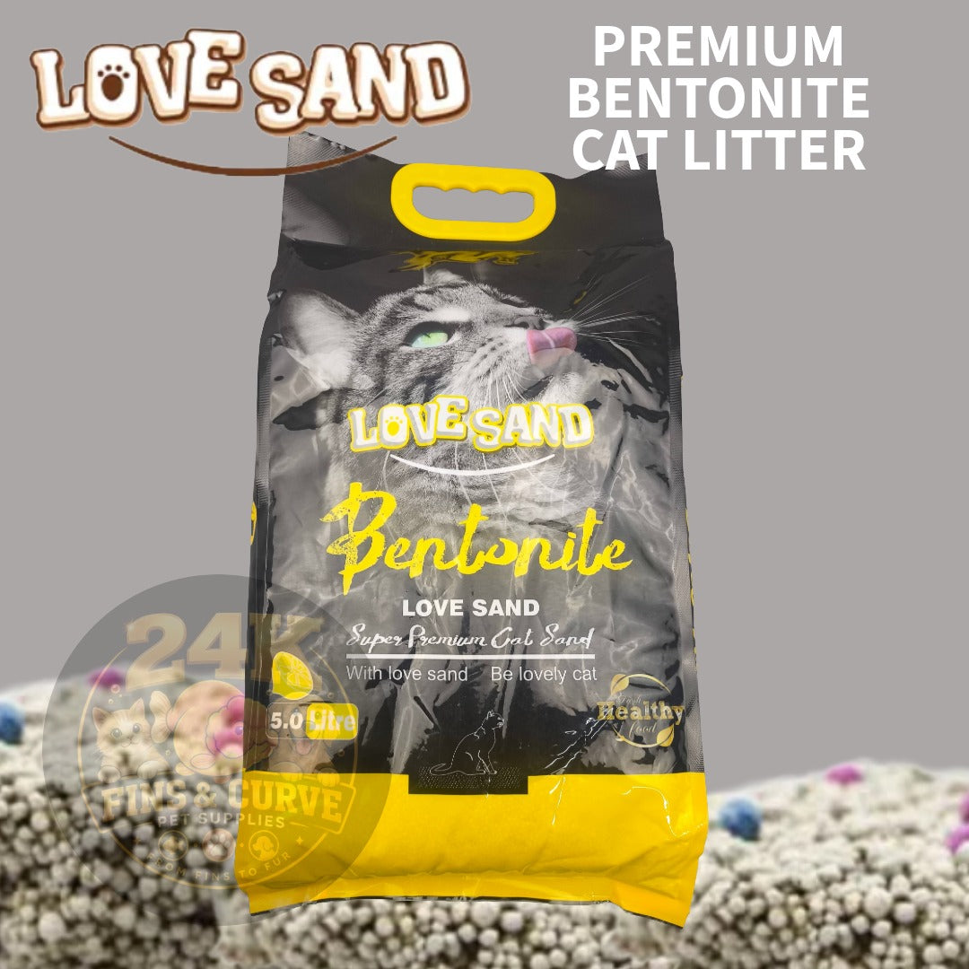 LOVE SAND Premium Bentonite Cat Litter with Bag Handle Fast Clumping Low Dust Odor Control Cat Sand