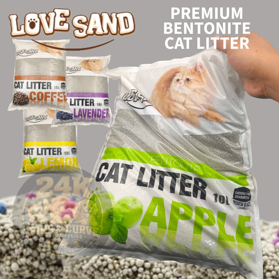 LOVE SAND Premium Bentonite Cat Litter (White Bag) Fast Clumping Low Dust Odor Control Cat Sand