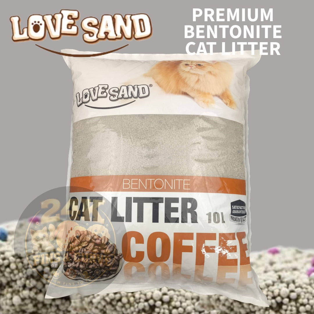 LOVE SAND Premium Bentonite Cat Litter (White Bag) Fast Clumping Low Dust Odor Control Cat Sand
