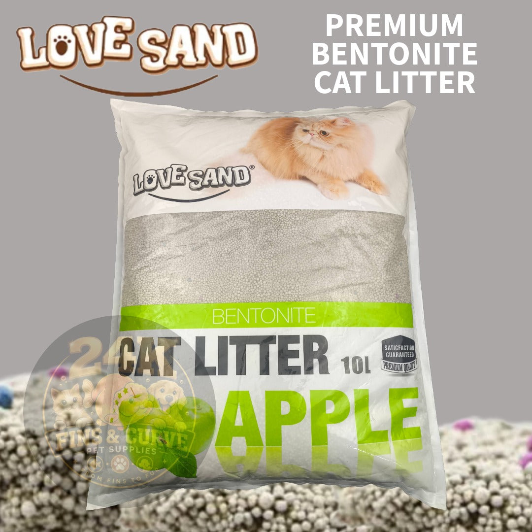LOVE SAND Premium Bentonite Cat Litter (White Bag) Fast Clumping Low Dust Odor Control Cat Sand