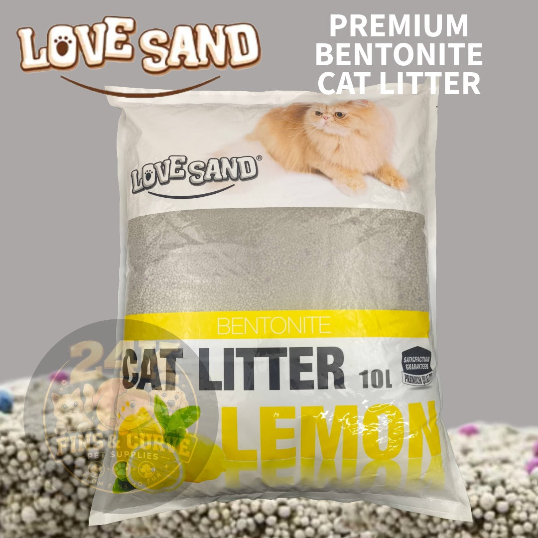 LOVE SAND Premium Bentonite Cat Litter (White Bag) Fast Clumping Low Dust Odor Control Cat Sand