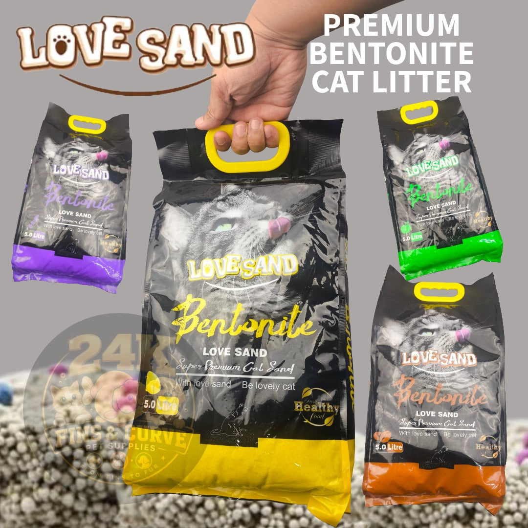 LOVE SAND Premium Bentonite Cat Litter with Bag Handle Fast Clumping Low Dust Odor Control Cat Sand
