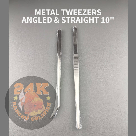 Tweezer Metal 10 inch Curved/Straight Tip for Fish, Live Food, and Reptile Feeding, Aquascaping Etc Heavy Duty