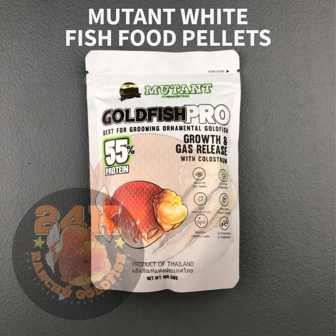 Mutant White Ornamental Goldfish Pro Pellet Sinking Growth and Gas Release Thailand 100g