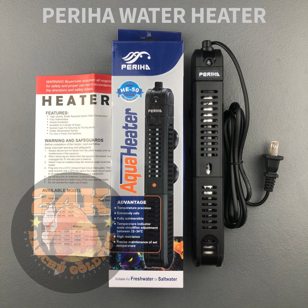 Periha Variable Aquarium Heater (20-34 degC) with Plastic Guard 50-100 Watts Original Heavy Duty